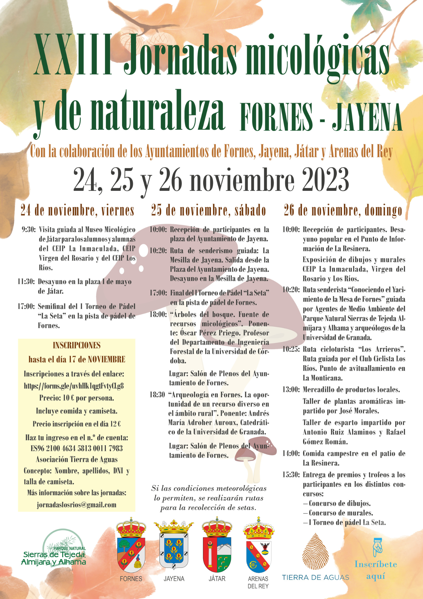 XXIII JORNADAS MICOLÓGICAS Y DE NATURALEZA FORNES-JAYENA-ARENAS DEL REY-JÁTAR